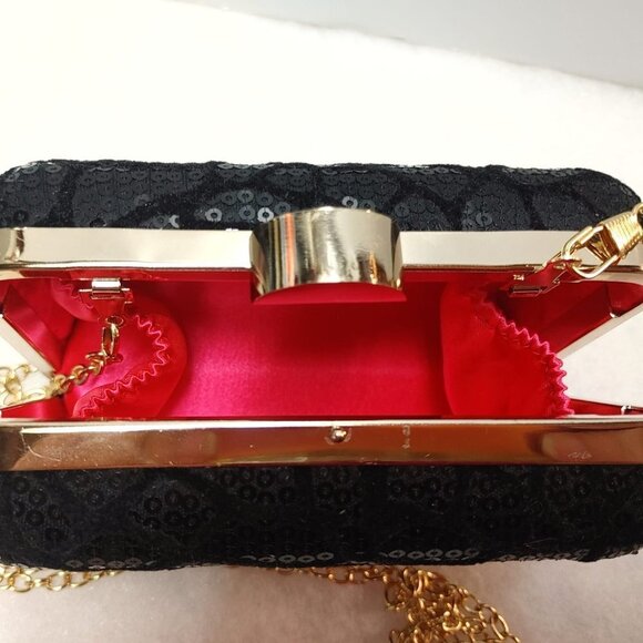 Small Sequin box Clutch Bags women's Designer Party Purse, Chain Shoulder Bag - Picture 3 of 9